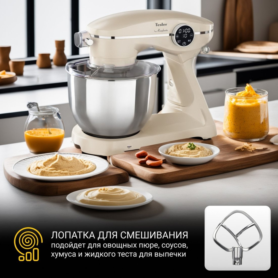 Кухонный комбайн Tesler KM-1860 (бежевый)