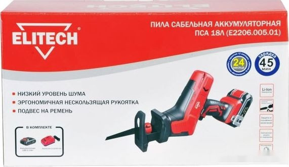 Сабельная пила Elitech ПСА 18Л E2206.005.01 (с 1-м АКБ, кейс)