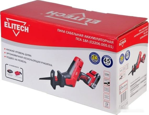 Сабельная пила Elitech ПСА 18Л E2206.005.01 (с 1-м АКБ, кейс)