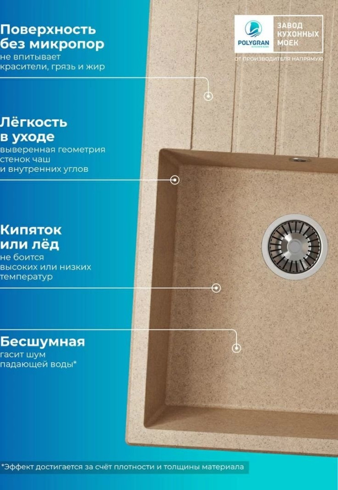 Кухонная мойка Polygran Deka 780 (песочный)