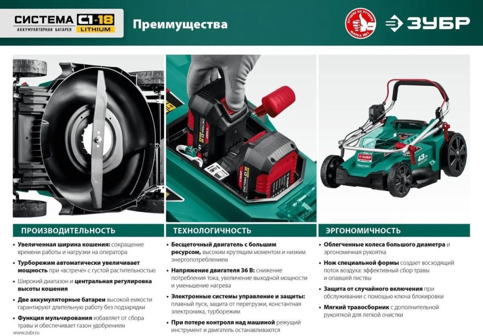 Газонокосилка ЗУБР Мастер ГКЛ-3736-42 (с 2-мя АКБ)