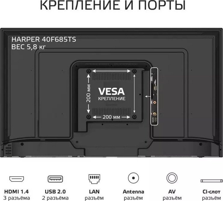 Телевизор HARPER 40F685TS