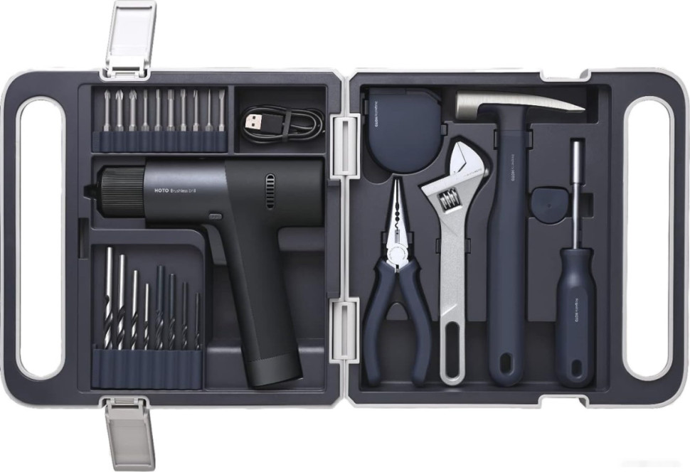 Дрель-шуруповерт HOTO 12V Brushless Drill Kit QWDZGJ001 (с АКБ, кейс, набор инструментов)