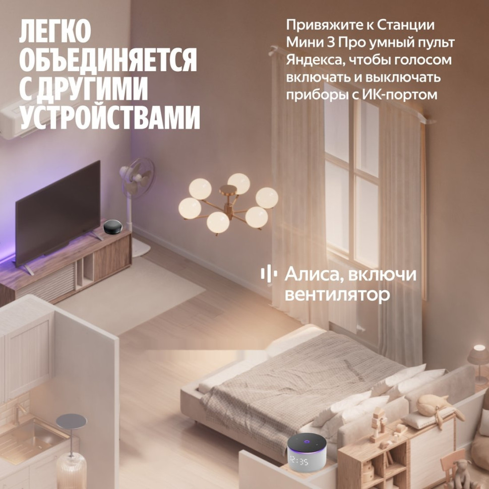Умная колонка Яндекс Станция Мини 3 Про (серый)
