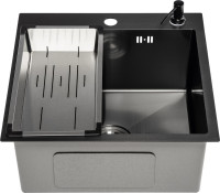 Кухонная мойка Saniteco 5050 PVD (с сифоном, дозатором и коландером)