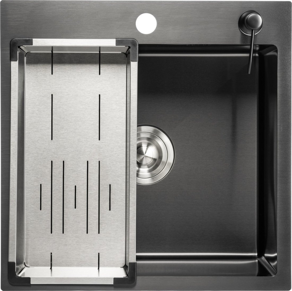 Кухонная мойка Saniteco 5050 PVD (с сифоном, дозатором и коландером)