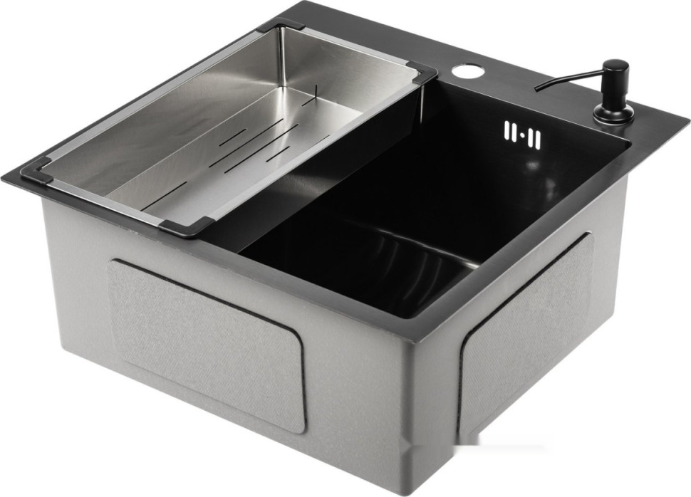 Кухонная мойка Saniteco 5050 PVD (с сифоном, дозатором и коландером)