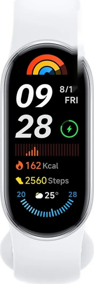 Фитнес-браслет Xiaomi Smart Band 9 (серебристый, с белым силиконовым ремешком, международная версия)