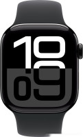 Умные часы Apple Watch Series 10 42 мм (алюминиевый корпус, черный/черный, спортивный силиконовый ремешок S/M)