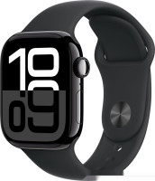 Умные часы Apple Watch Series 10 42 мм (алюминиевый корпус, черный/черный, спортивный силиконовый ремешок M/L)