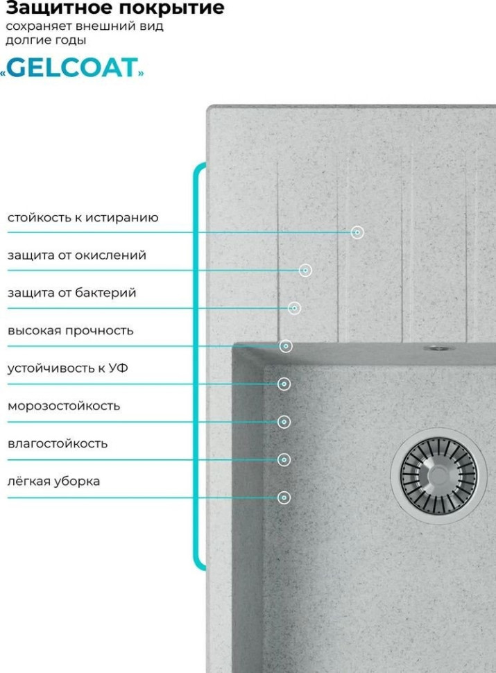 Кухонная мойка Polygran Deka 700 (светло-серый)