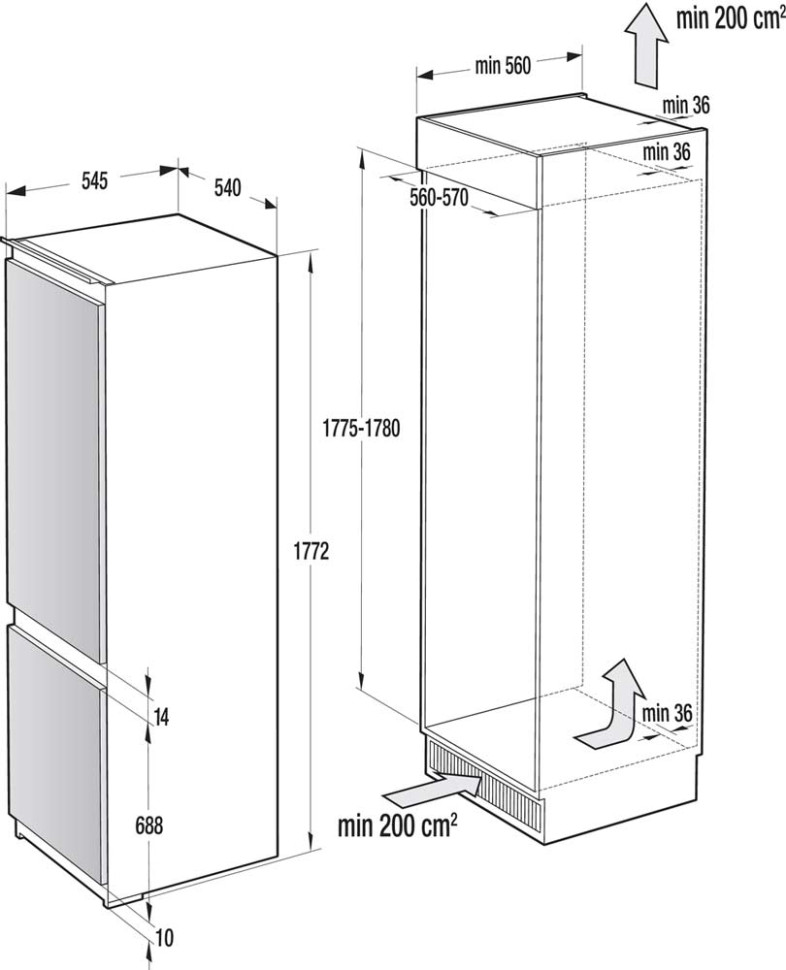 Холодильник с нижней морозильной камерой Gorenje NRKI 2181 E1