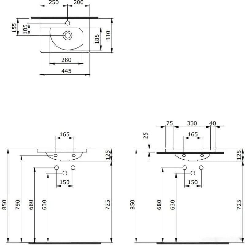 Умывальник Berges Wasserhaus Small 45x31 182008