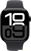 Умные часы Apple Watch Series 10 46 мм (алюминиевый корпус, черный/черный, спортивный силиконовый ремешок S/M)