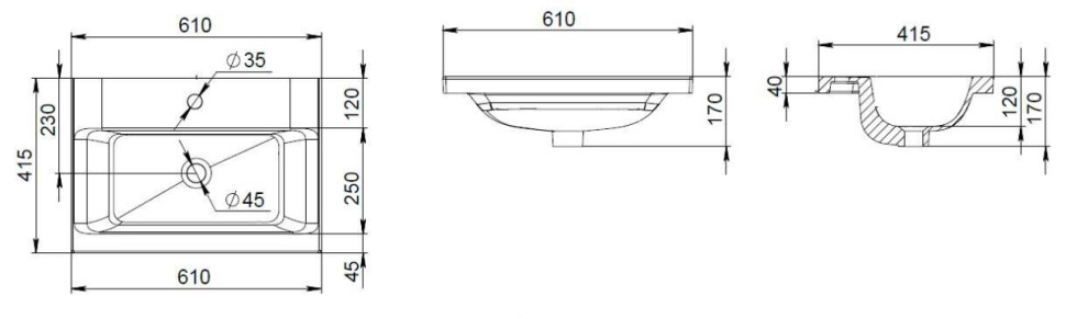 Умывальник Am.Pm Gem M90WCC0602WG 61x41.5