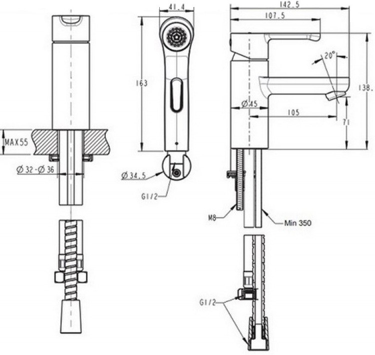 Смеситель Bravat Stream F13783C-3 (ST0127)