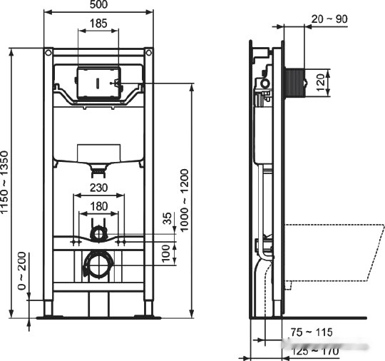 Система инсталляции Ideal Standard Prosys Frame 120 M R020467