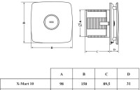 Вытяжная вентиляция CATA X-MART 10 Inox hygro
