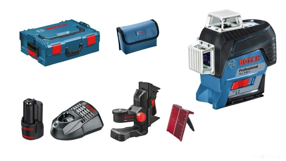 Лазерный нивелир Bosch GLL 3-80 C Professional 0601063R05 (с АКБ и держателем BM 1)