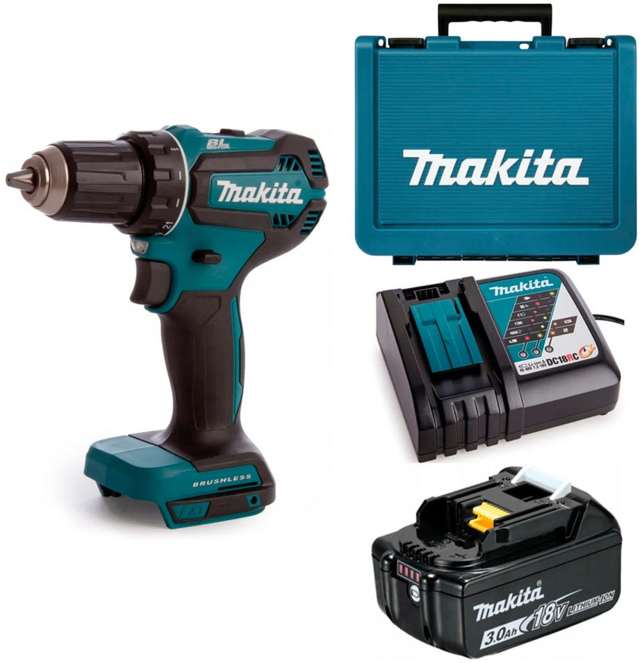 Дрель-шуруповерт Makita DDF485RFJ (с 2-мя АКБ, кейс)