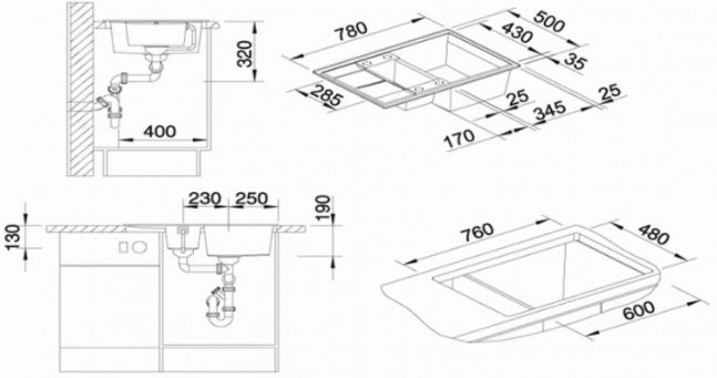 Кухонная мойка Granula 7802 (Графит)