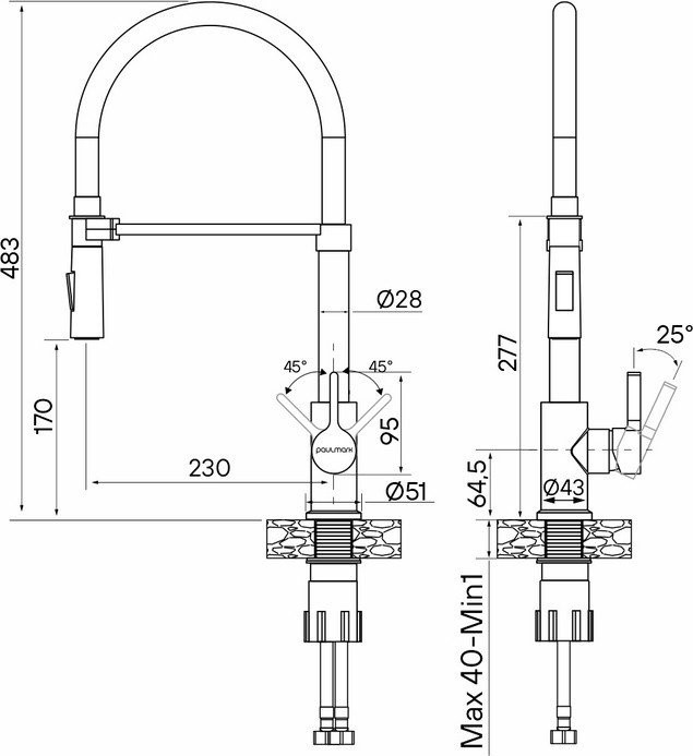Смеситель Paulmark HA214021-SBG (золото/светлое брашироанное золото)