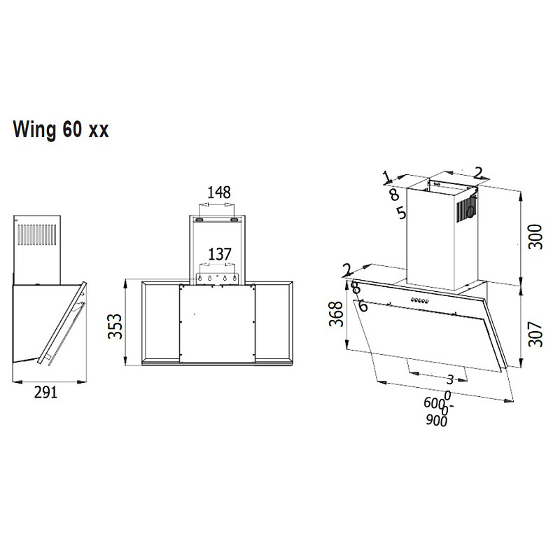 Вытяжка Evelux Wing 60 BG