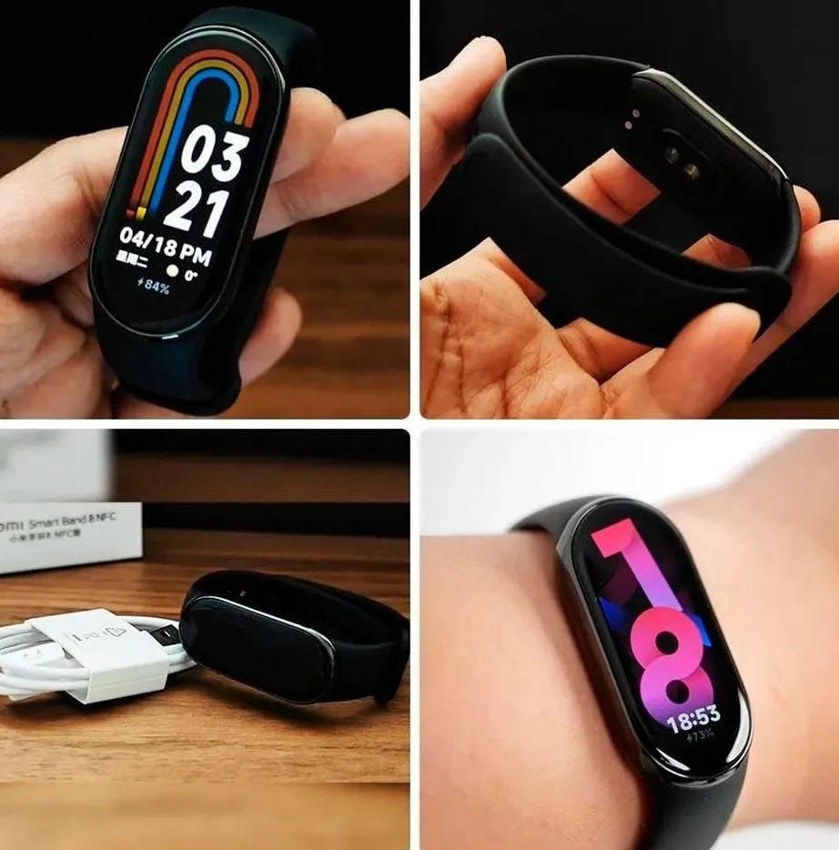 Фитнес-браслет Xiaomi Smart Band 8 (серый, с черным силиконовым ремешком, международная версия)