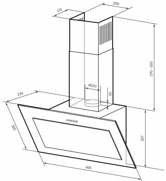 Вытяжка LEX Mio G 500 (черный)