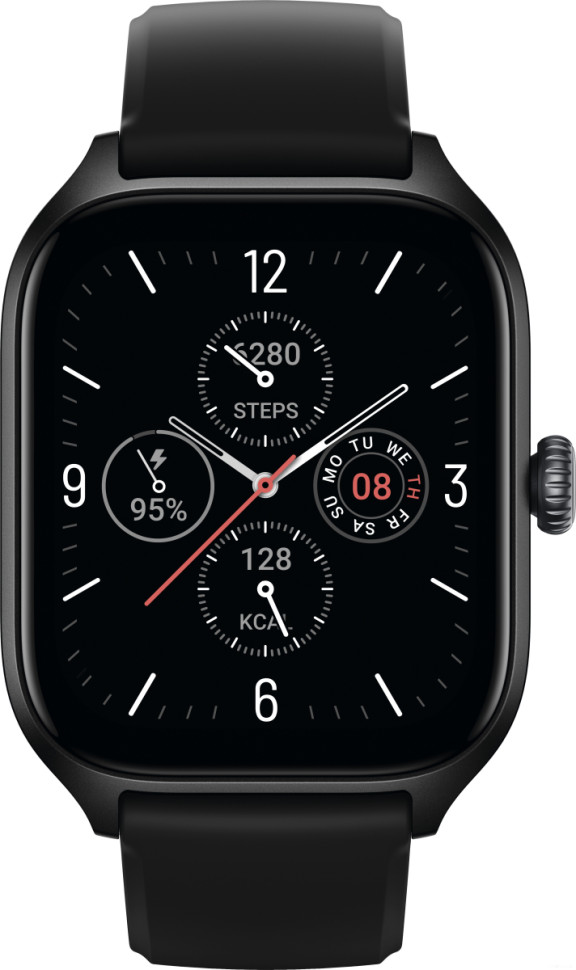 Умные часы Amazfit GTS 4 (черный, с черным ремешком из фторэластомера)