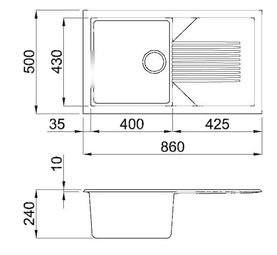 Кухонная мойка Elleci Tekno 400 G52 Bianco Pietra