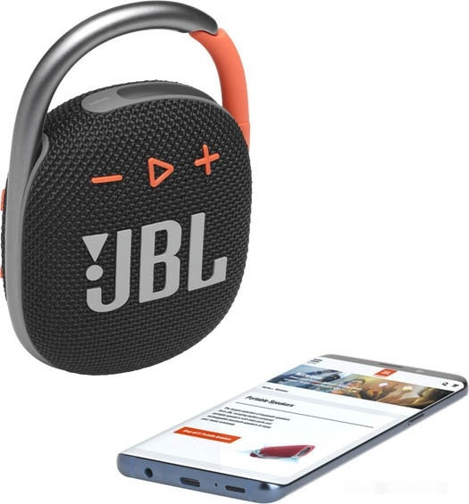 Портативная акустика JBL Clip 4 (черный/оранжевый)