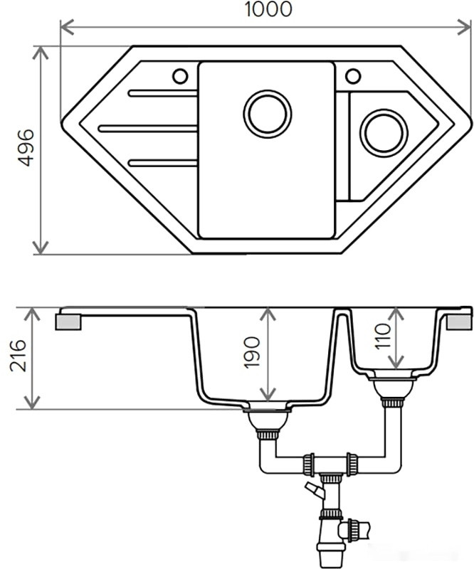 Кухонная мойка Tolero R-114 (серый металлик)