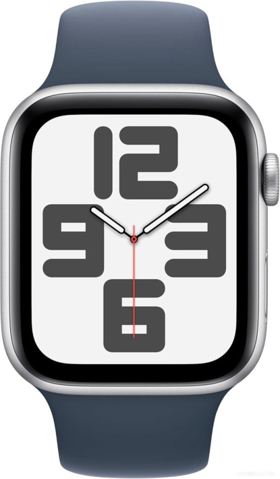 Умные часы Apple Watch SE 2 44 мм (алюминиевый корпус, серебристый/грозовой синий, спортивный силиконовый ремешок M/L)
