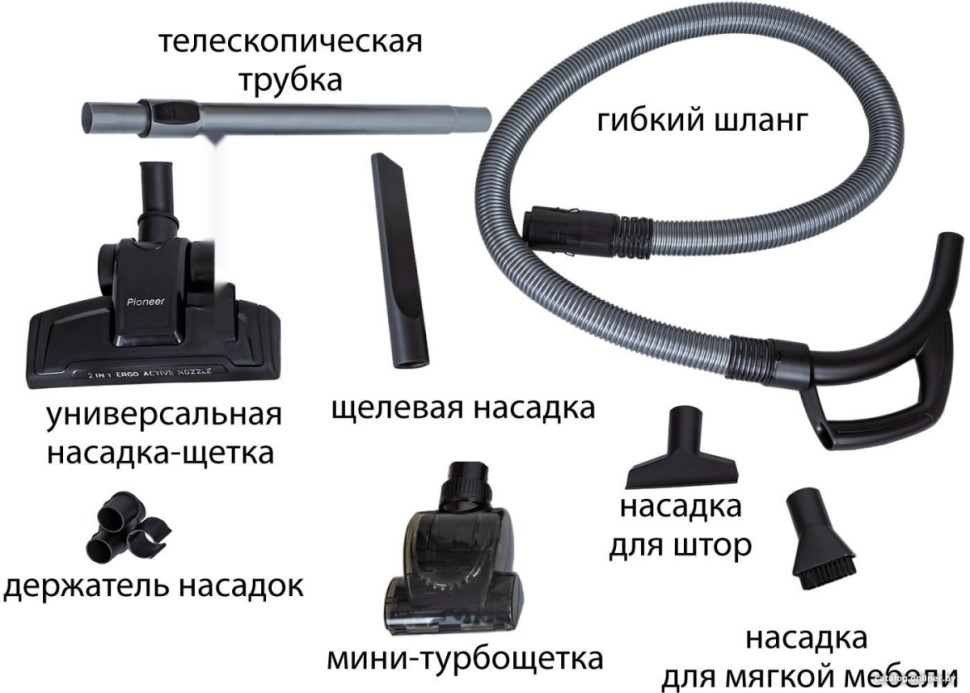 Пылесос Pioneer VC355C (черный/красный)