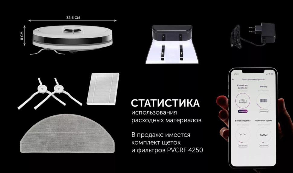 Робот-пылесос Polaris PVCR 4250 WIFI IQ Home (белый)