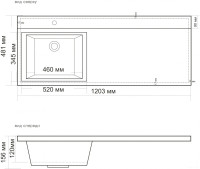 Умывальник BelBagno BB1200 480-LV-MR-L