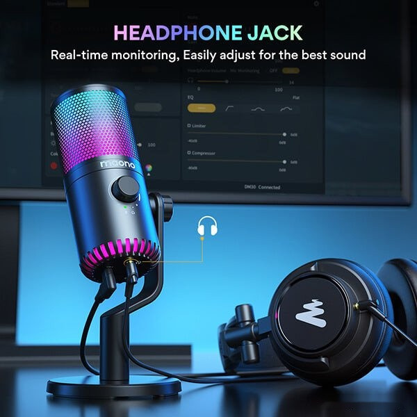 Проводной микрофон Maono DM30 RGB (черный)