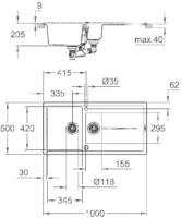 Кухонная мойка Grohe K400 60-C 100/50 1.5 31642AP0 (черный гранит)