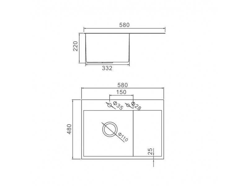 Кухонная мойка Gerhans K35848-L (нержавеющая сталь)