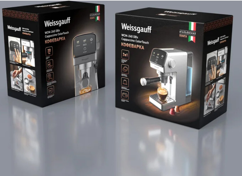 Рожковая кофеварка Weissgauff WCM-240 DBx Cappuccino ColorTouch