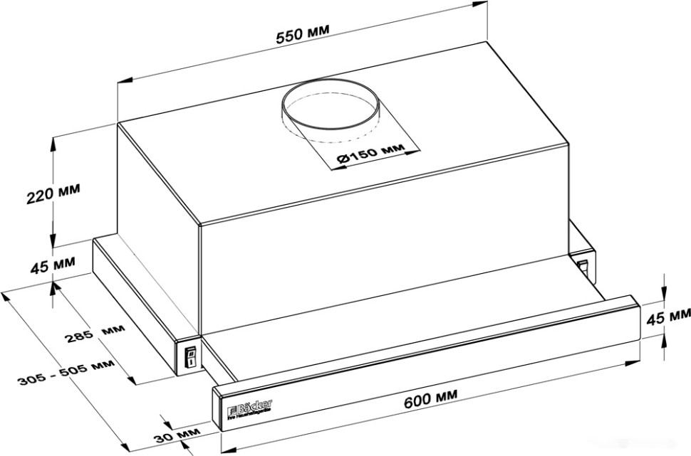 Вытяжка Backer TH60L-2F200-SS