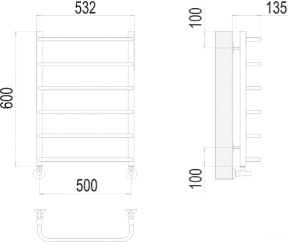 Полотенцесушитель Terminus Стандарт П6 500x600 нп (хром)