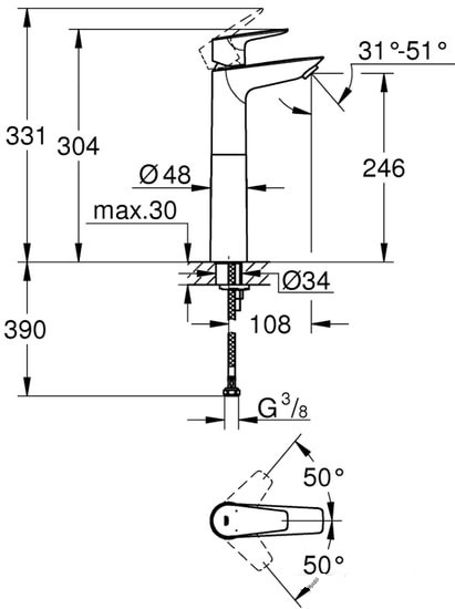 Смеситель Grohe Bauedge 23761001