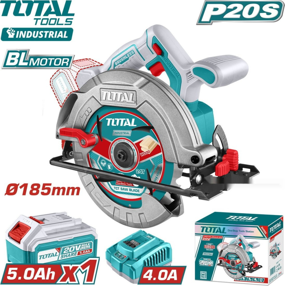 Дисковая (циркулярная) пила Total TSLI18513 (с 1-им АКБ)