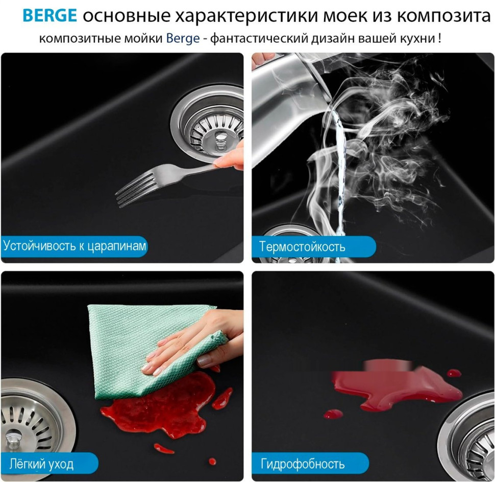 Кухонная мойка Berge BR-4200 (графит матовый)