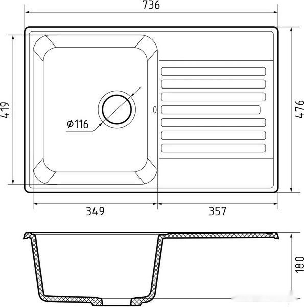 Кухонная мойка GranFest QUARZ Z-78 (темно-серый)