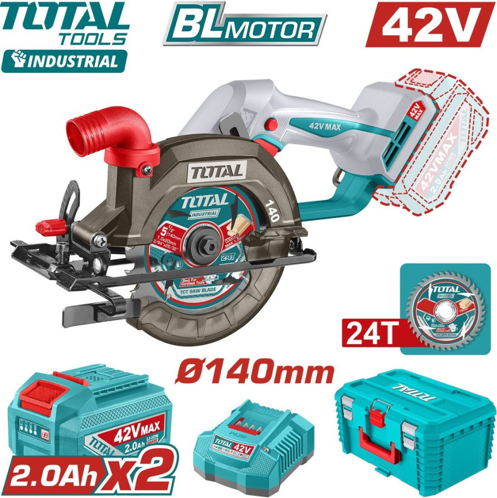 Дисковая (циркулярная) пила Total TSLI4214012 (с 2-мя АКБ)