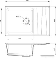 Кухонная мойка GranFest GF-LV-760L (белый)