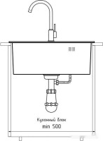Кухонная мойка GranFest Metal нержавеющая сталь AISI 304 PVD GF-4844 графит (с сифоном)
